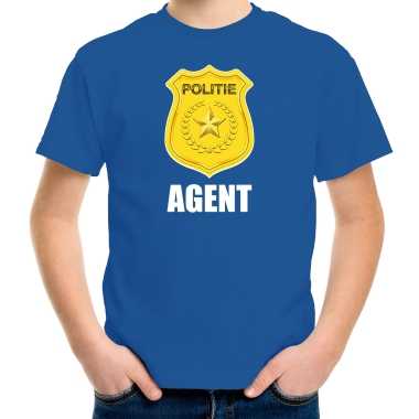 Agent politie embleem carnaval t-shirt blauw voor kinderen