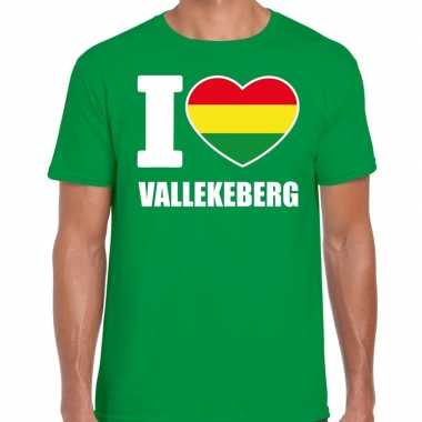 Carnaval i love vallekeberg t-shirt groen voor heren