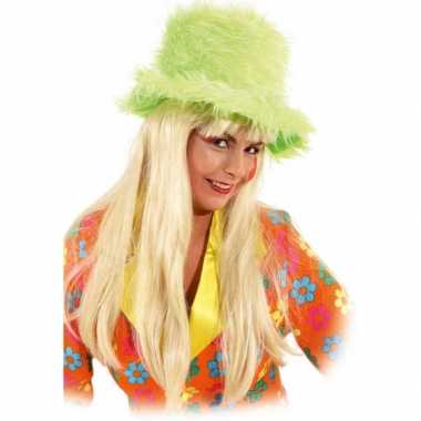 Carnavalshoed groen van pluche