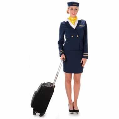 Carnavalskostuum stewardess blauw