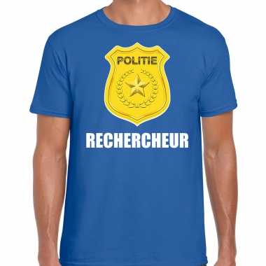 Rechercheur politie embleem carnaval t-shirt blauw voor heren