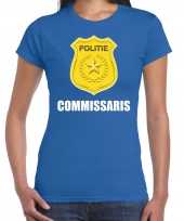 Commissaris politie embleem carnaval t shirt blauw voor dames