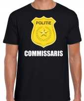 Commissaris politie embleem carnaval t shirt zwart voor heren