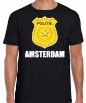 Politie embleem amsterdam carnaval verkleed t shirt zwart voor heren